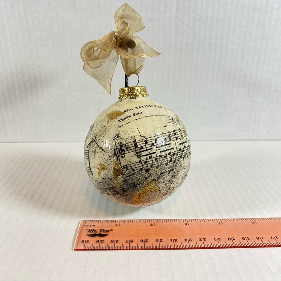 Music Sheet & Gold Tone Art Christmas Tree Ornament Artisan Made Hand Crafted - Picture 3 of 4